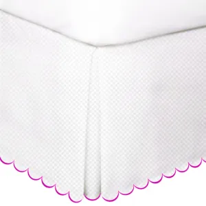 Allena 400TC Sateen Microcheck Cotton Scallop Embroidery Tailored Bed Skirt