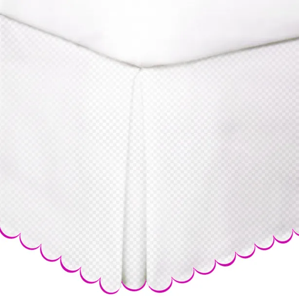 Allena 400TC Sateen Microcheck Cotton Scallop Embroidery Tailored Bed Skirt