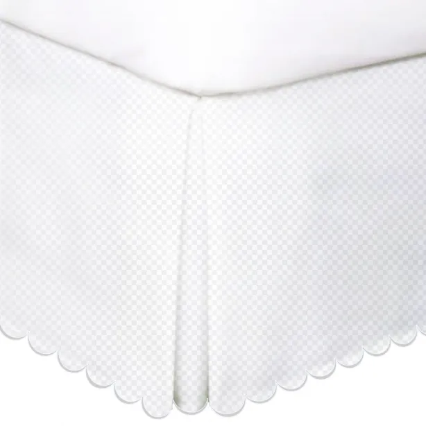 Allena 400TC Sateen Microcheck Cotton Scallop Embroidery Tailored Bed Skirt