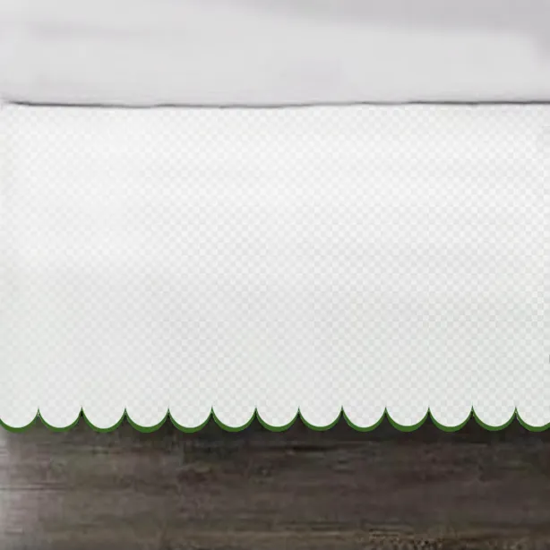 Allena 400TC Sateen Microcheck Cotton Scallop Embroidery Tailored Bed Skirt