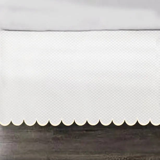 Allena 400TC Sateen Microcheck Cotton Scallop Embroidery Tailored Bed Skirt