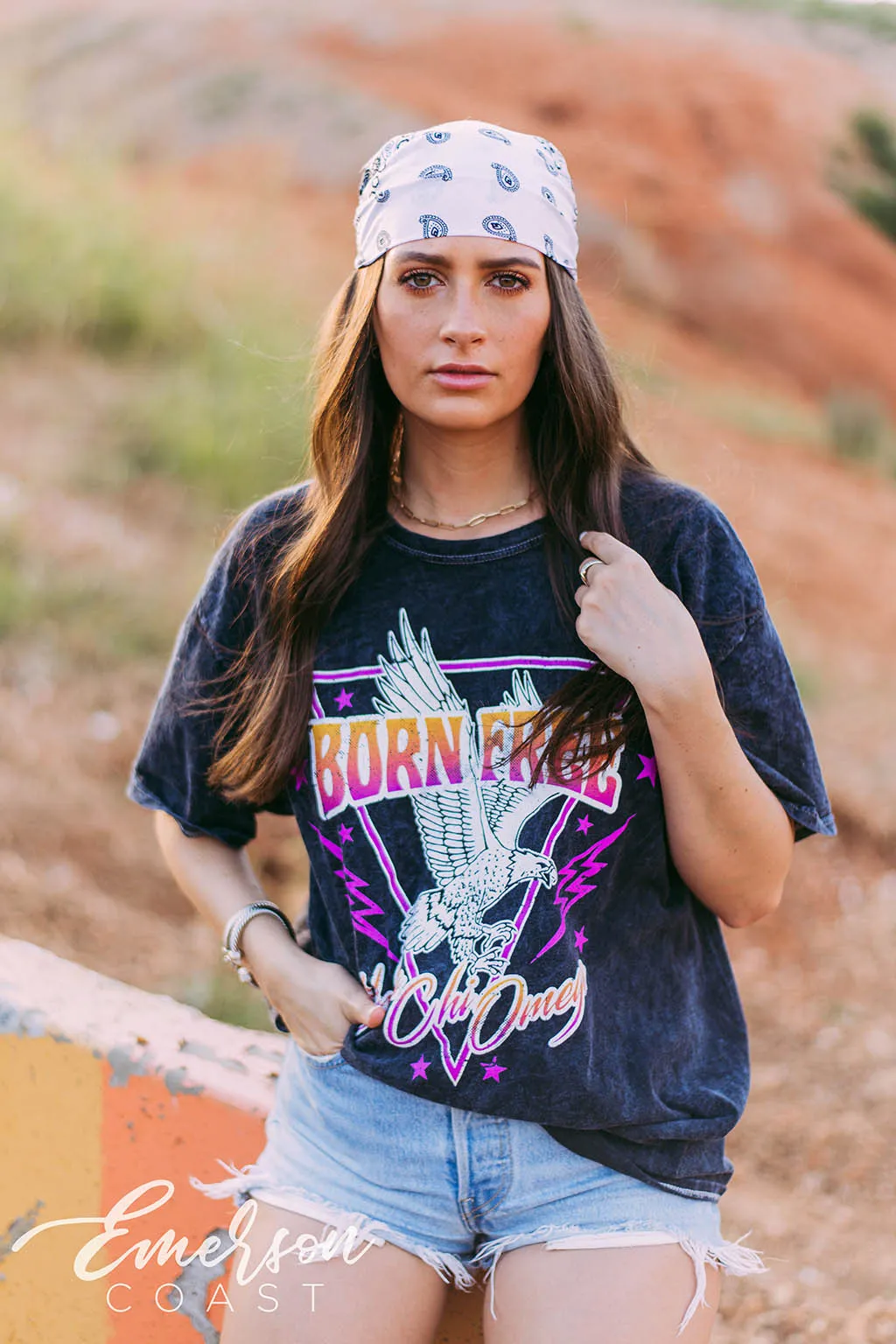 Alpha Chi Omega Born Free Mineral Wash Tee