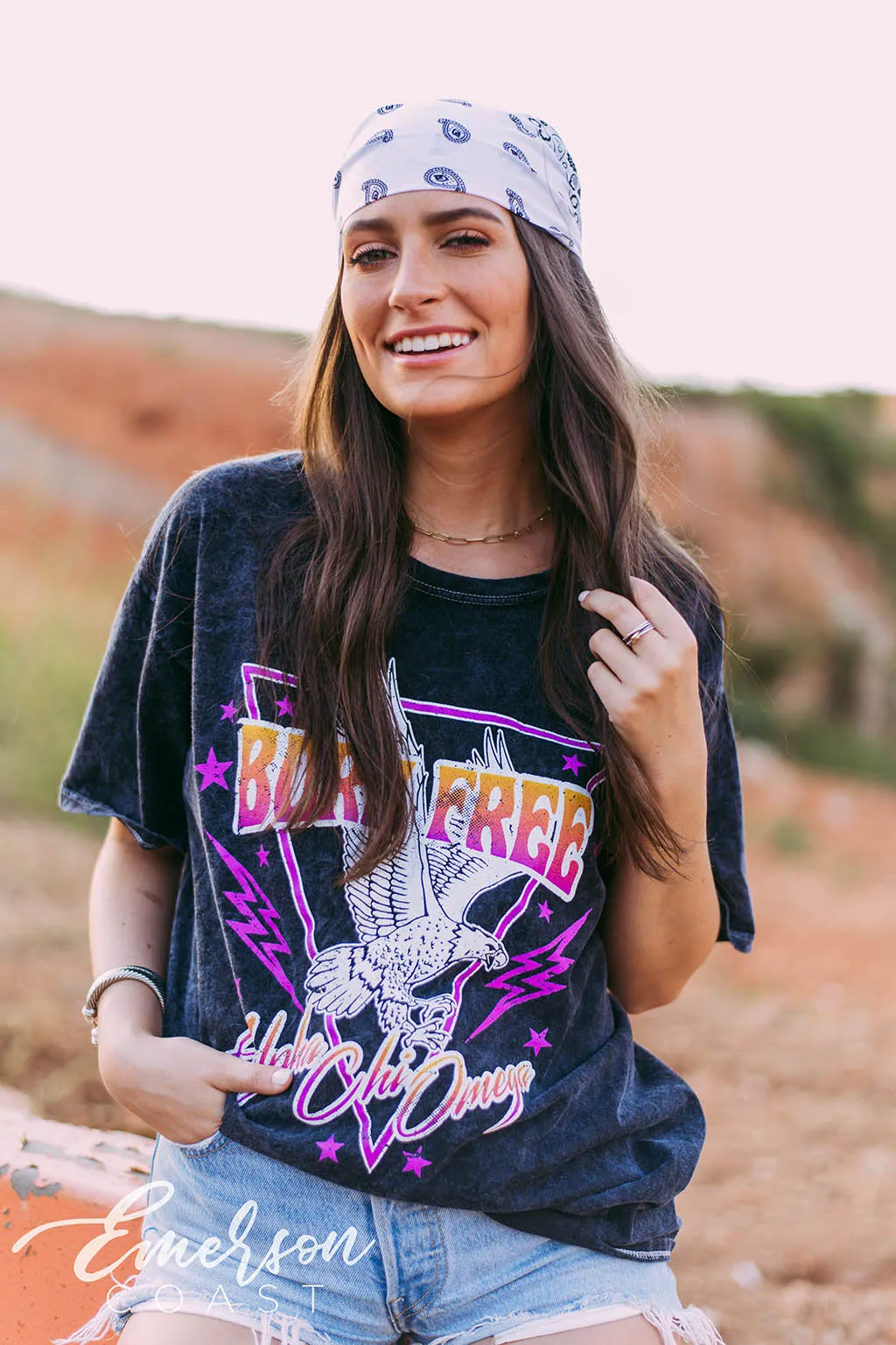 Alpha Chi Omega Born Free Mineral Wash Tee