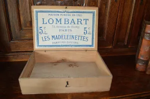 Antique French Chocolate Box Wood Lombart Paris Chocolat