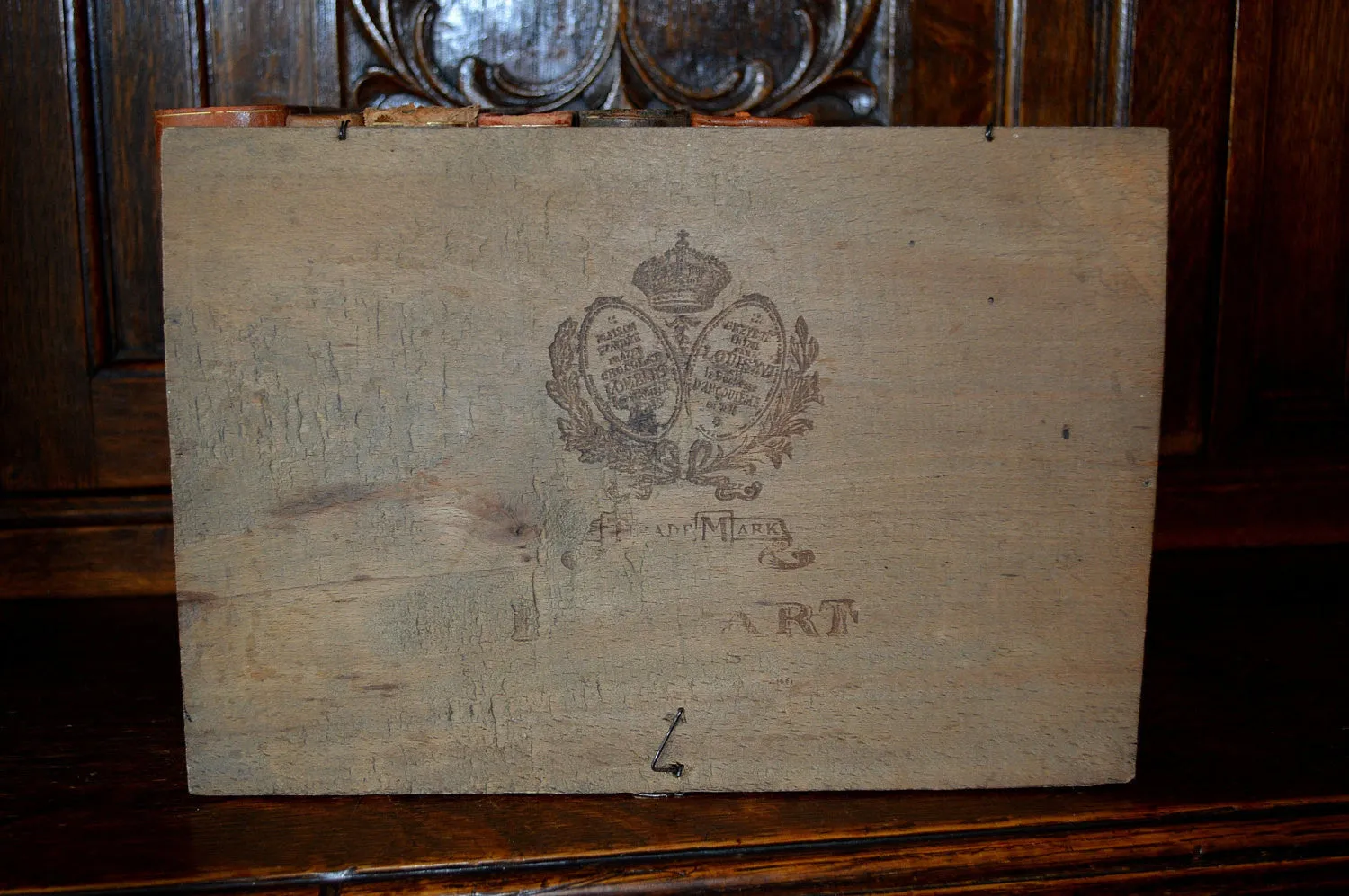 Antique French Chocolate Box Wood Lombart Paris Chocolat