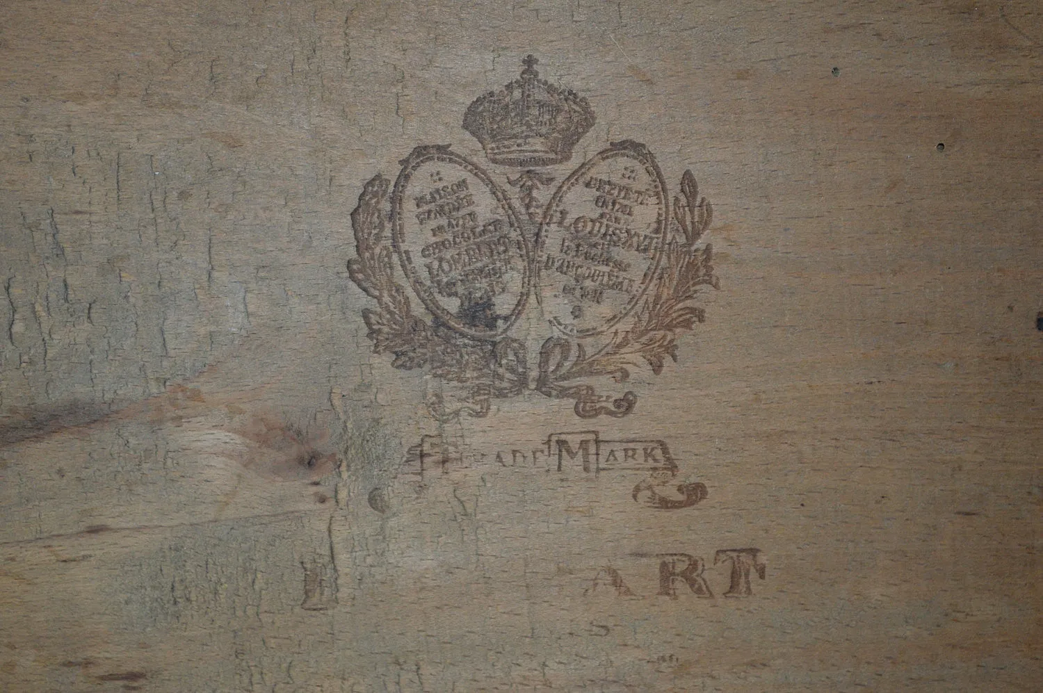 Antique French Chocolate Box Wood Lombart Paris Chocolat