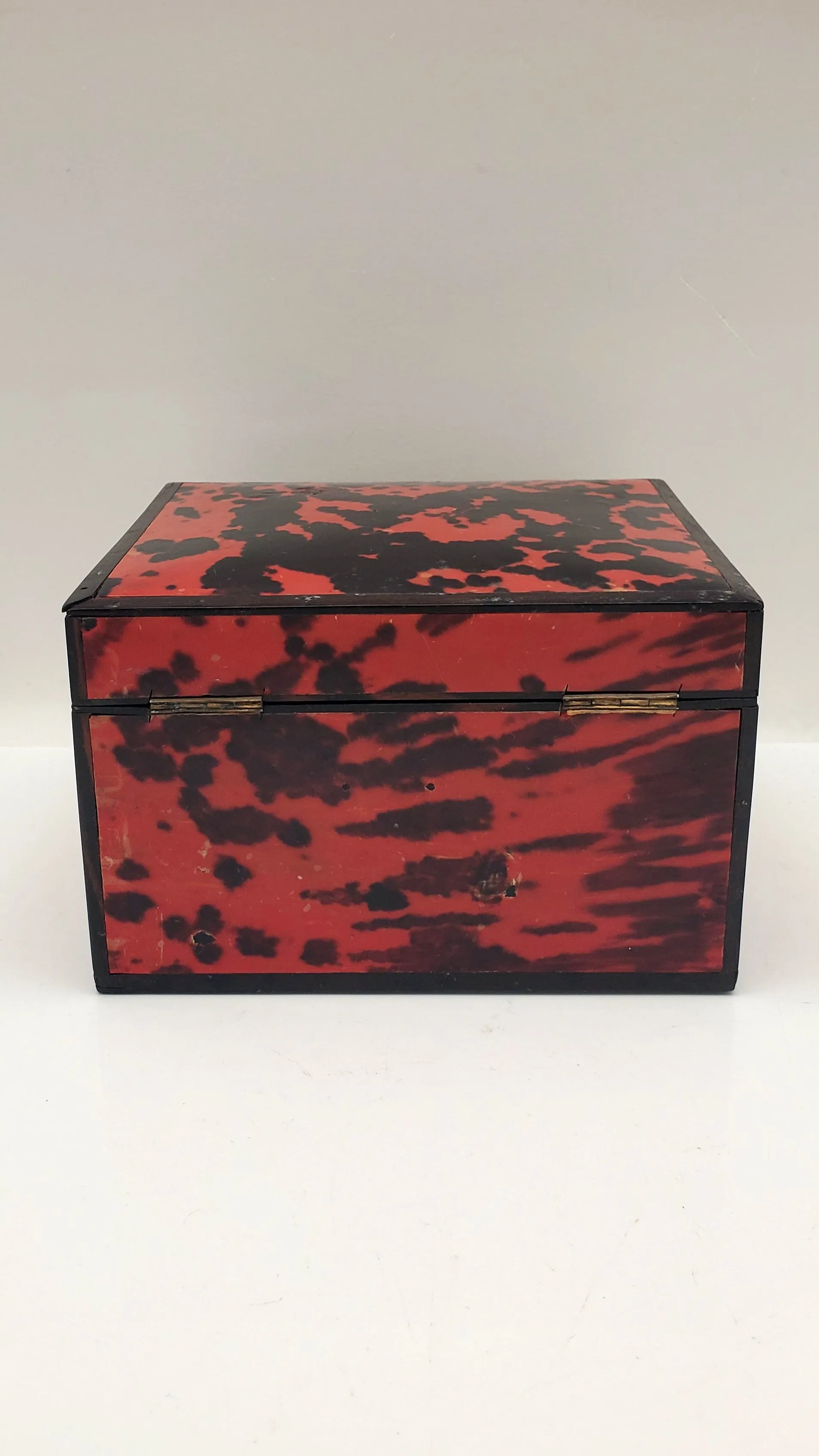 Antique Red Tortoise Shell Veneered Tobacco Box