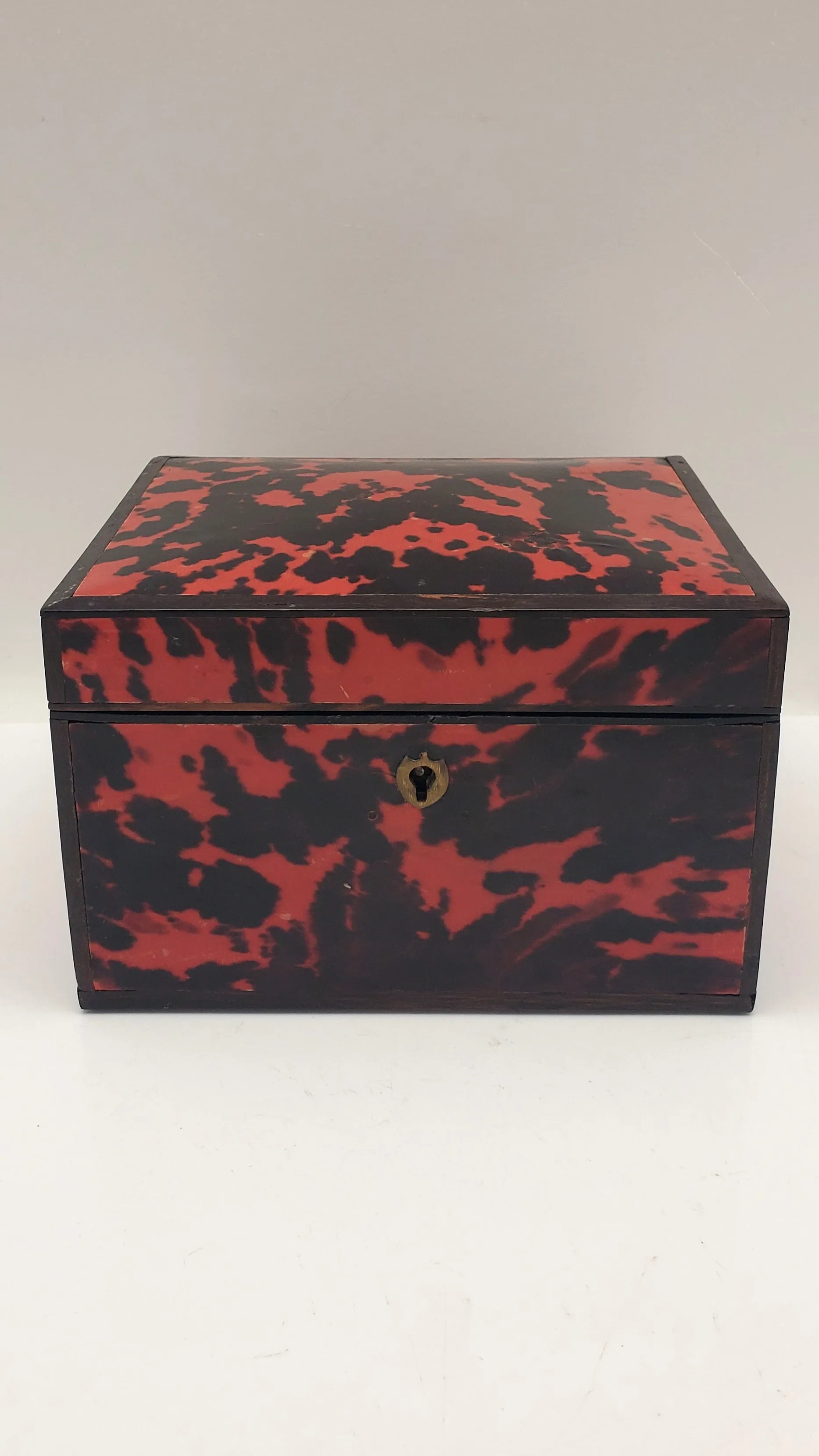 Antique Red Tortoise Shell Veneered Tobacco Box