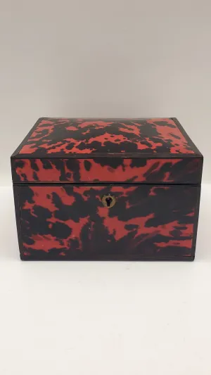 Antique Red Tortoise Shell Veneered Tobacco Box