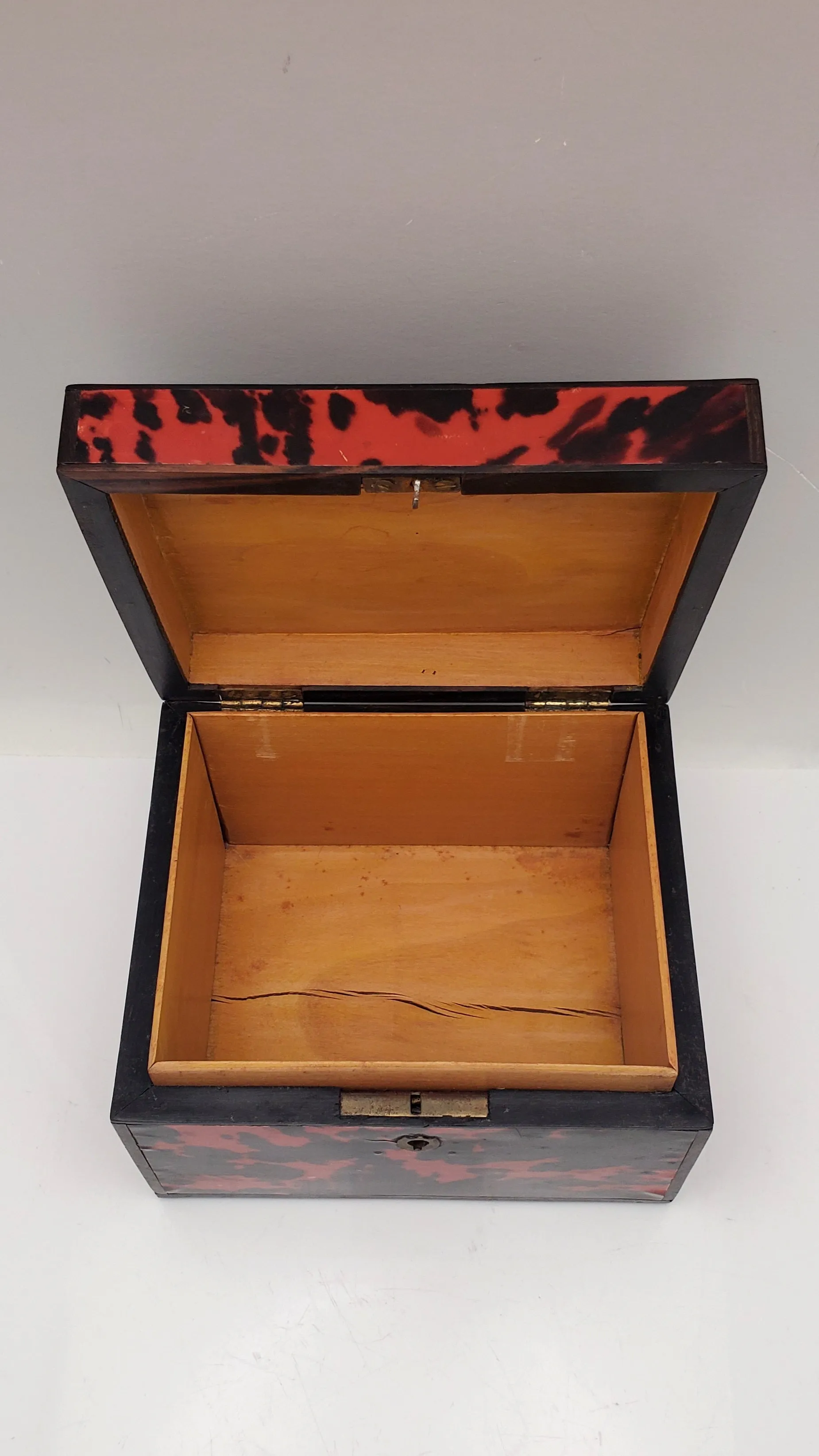Antique Red Tortoise Shell Veneered Tobacco Box