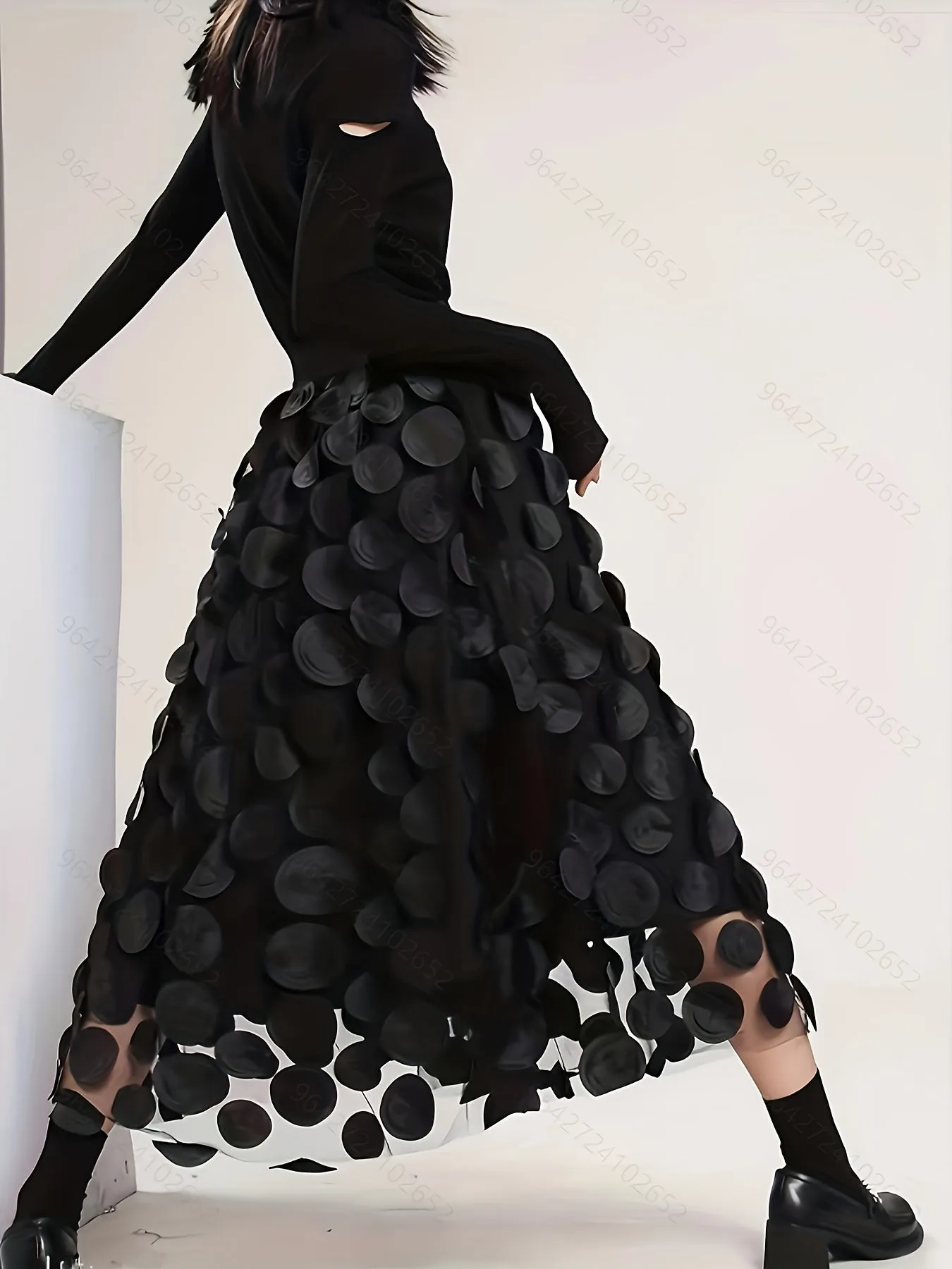 Applique High Waist Skirts, Elegant Maxi Skirts For Spring & Summer, Women's Clothing