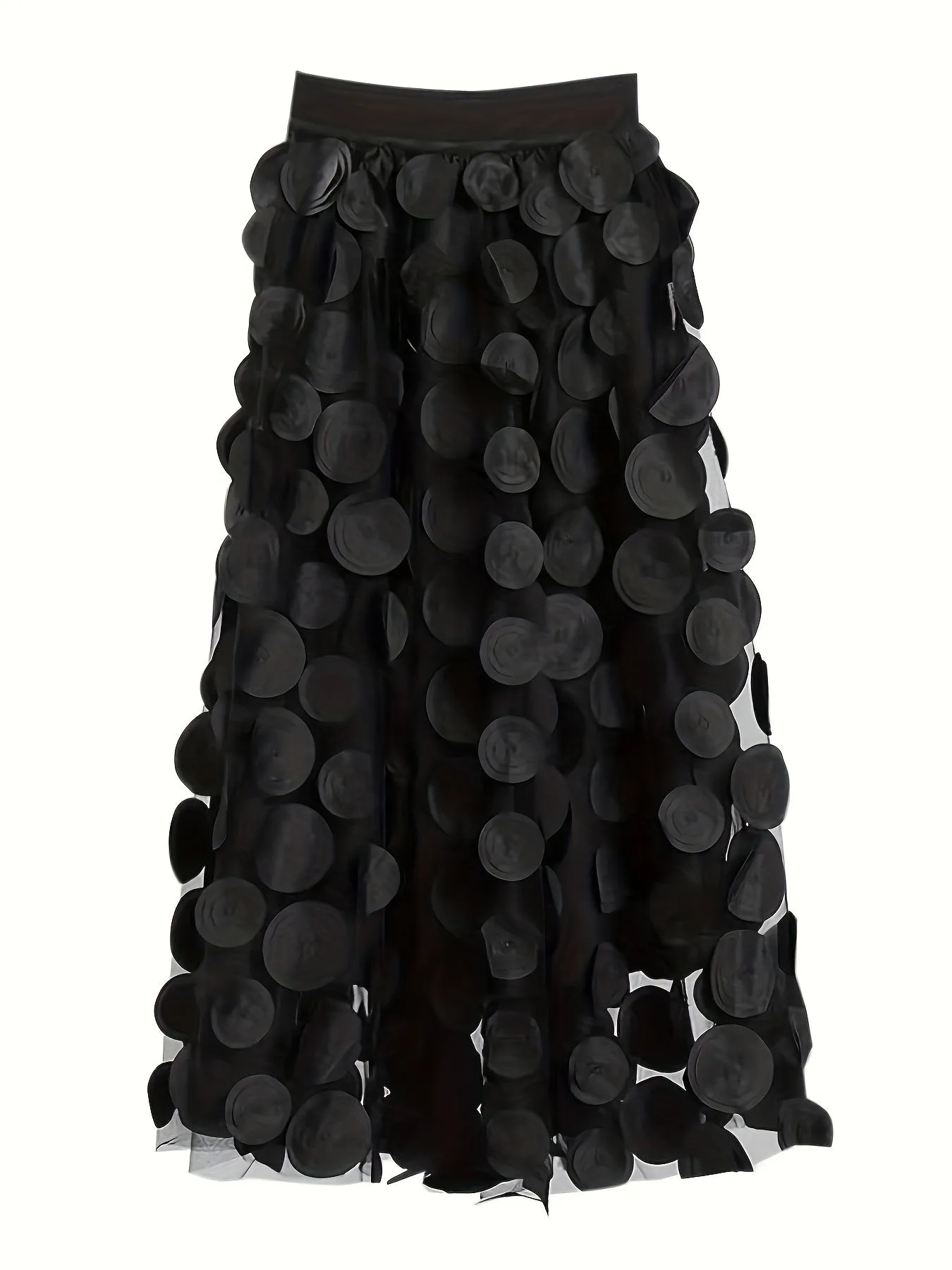 Applique High Waist Skirts, Elegant Maxi Skirts For Spring & Summer, Women's Clothing