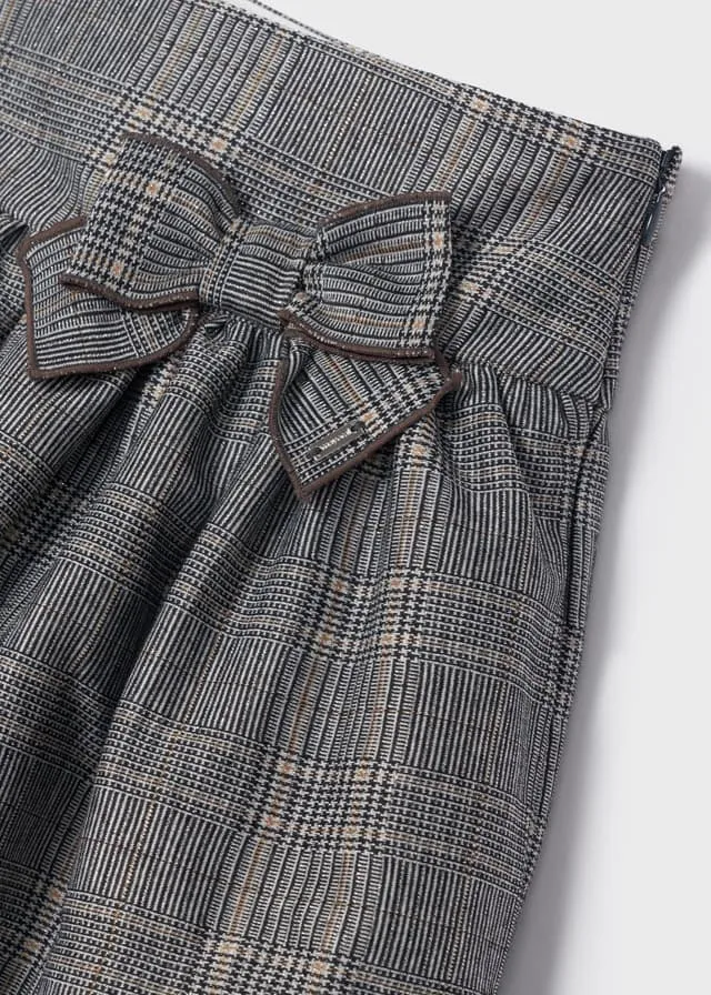 AW22 Mayoral Girls Black Check Bow Skirt 4946