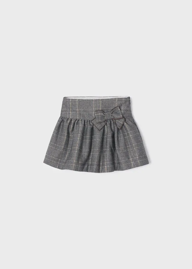 AW22 Mayoral Girls Black Check Bow Skirt 4946