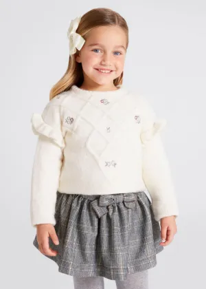 AW22 Mayoral Girls Black Check Bow Skirt 4946