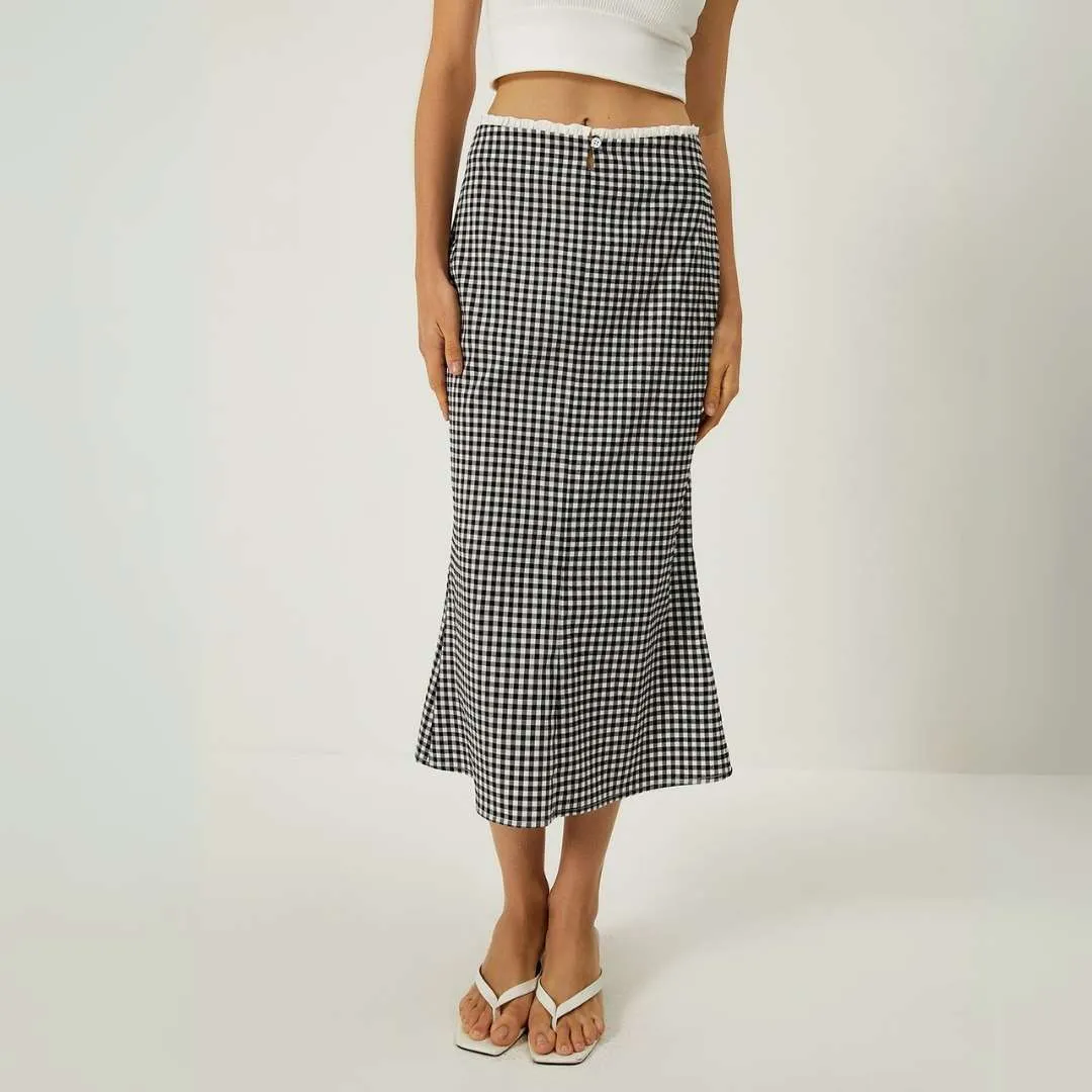 Ayla™ | Plaid Print Mermaid Midi Skirt