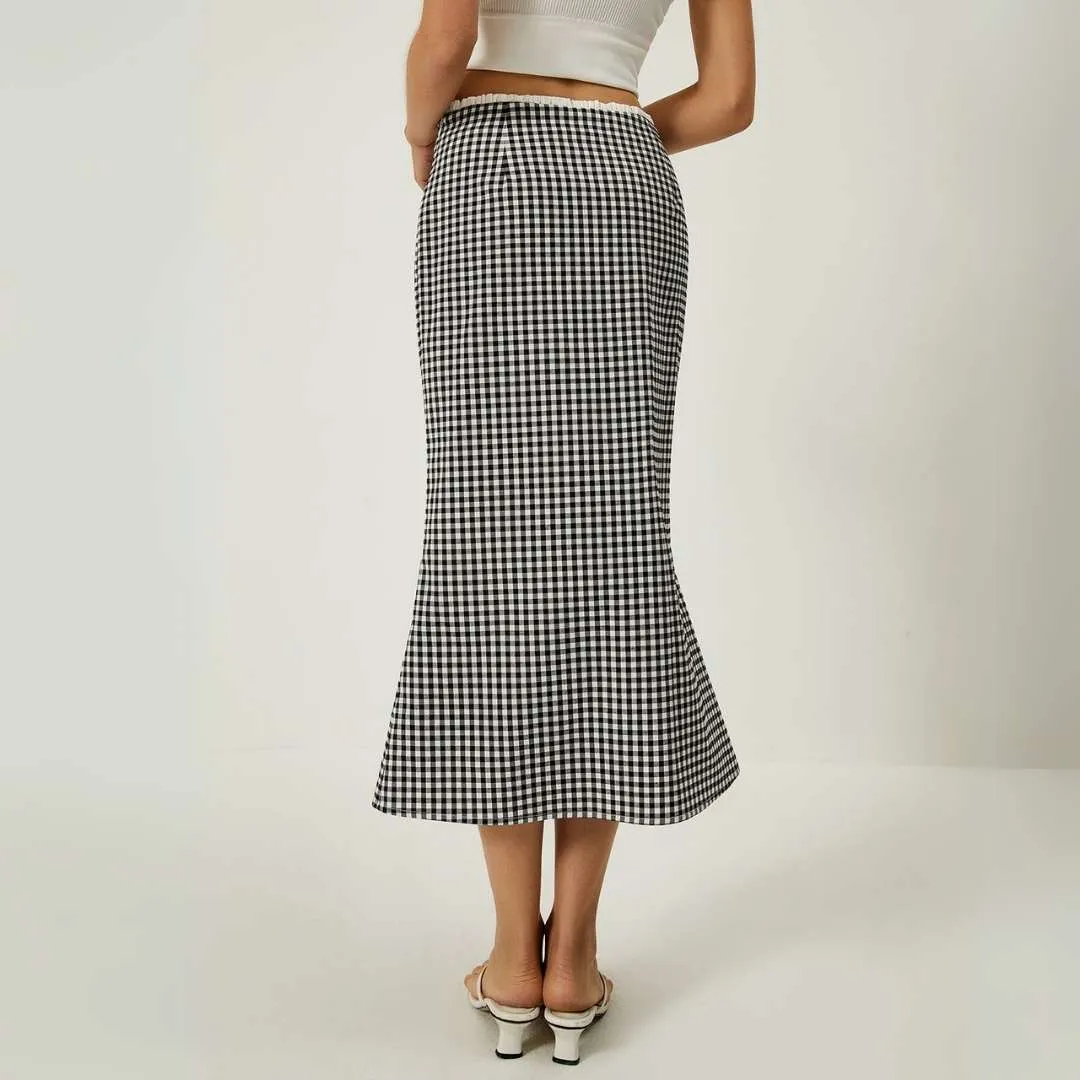 Ayla™ | Plaid Print Mermaid Midi Skirt