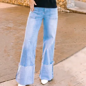 Bailey Medium Wash Wide Cuff Leg Jeans