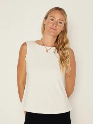 Bamboo Boat Neck Singlet - Cream