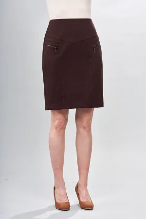 BCS7813F22 Solid Scuba Slanted Zipper Detail Skirt