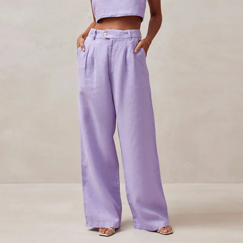 Berke - Ladies pants with High Waist and Loose Straight Legs