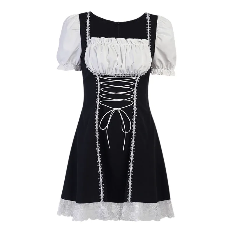 Black And White Stitching Dress UB3466
