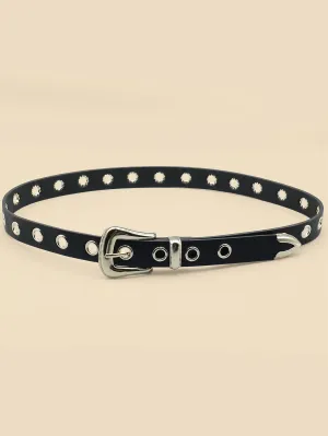 Black Belt with Metal Eyelets and Silver Buckle