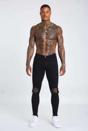 Black Destroyed Knee Jeans