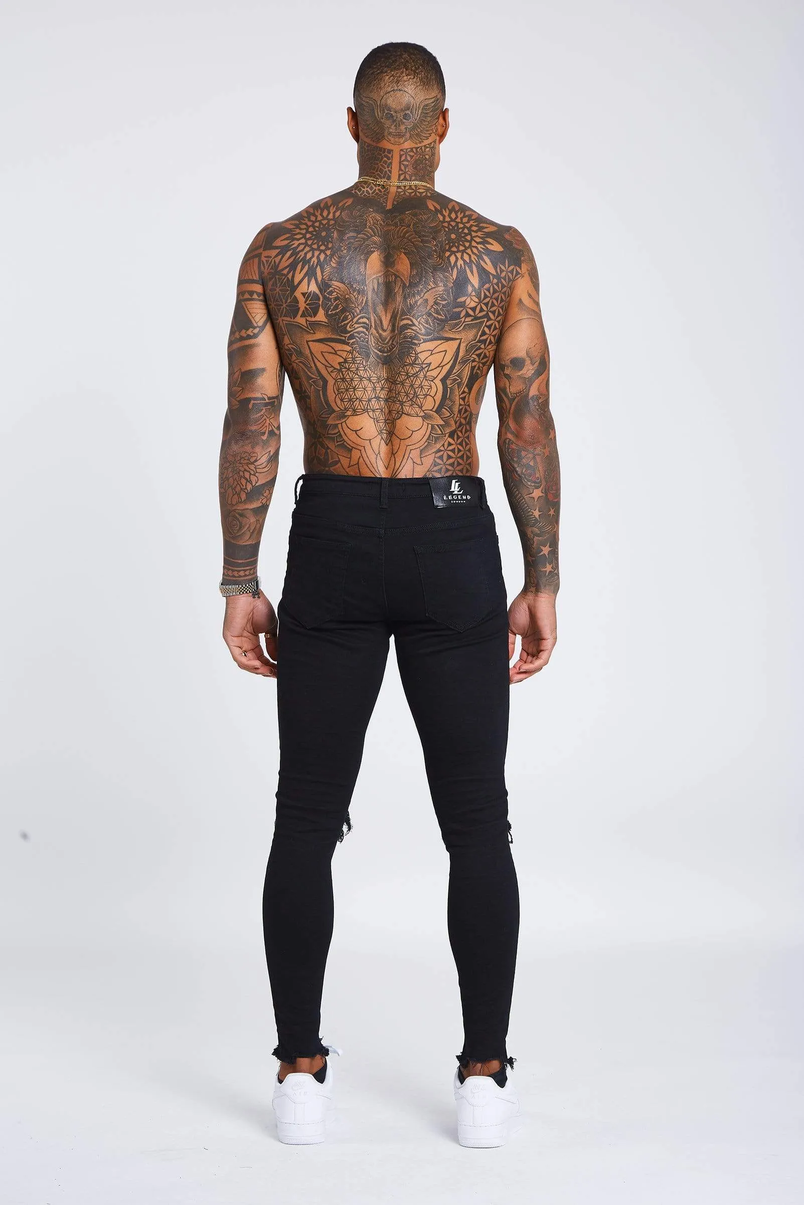 Black Destroyed Knee Jeans