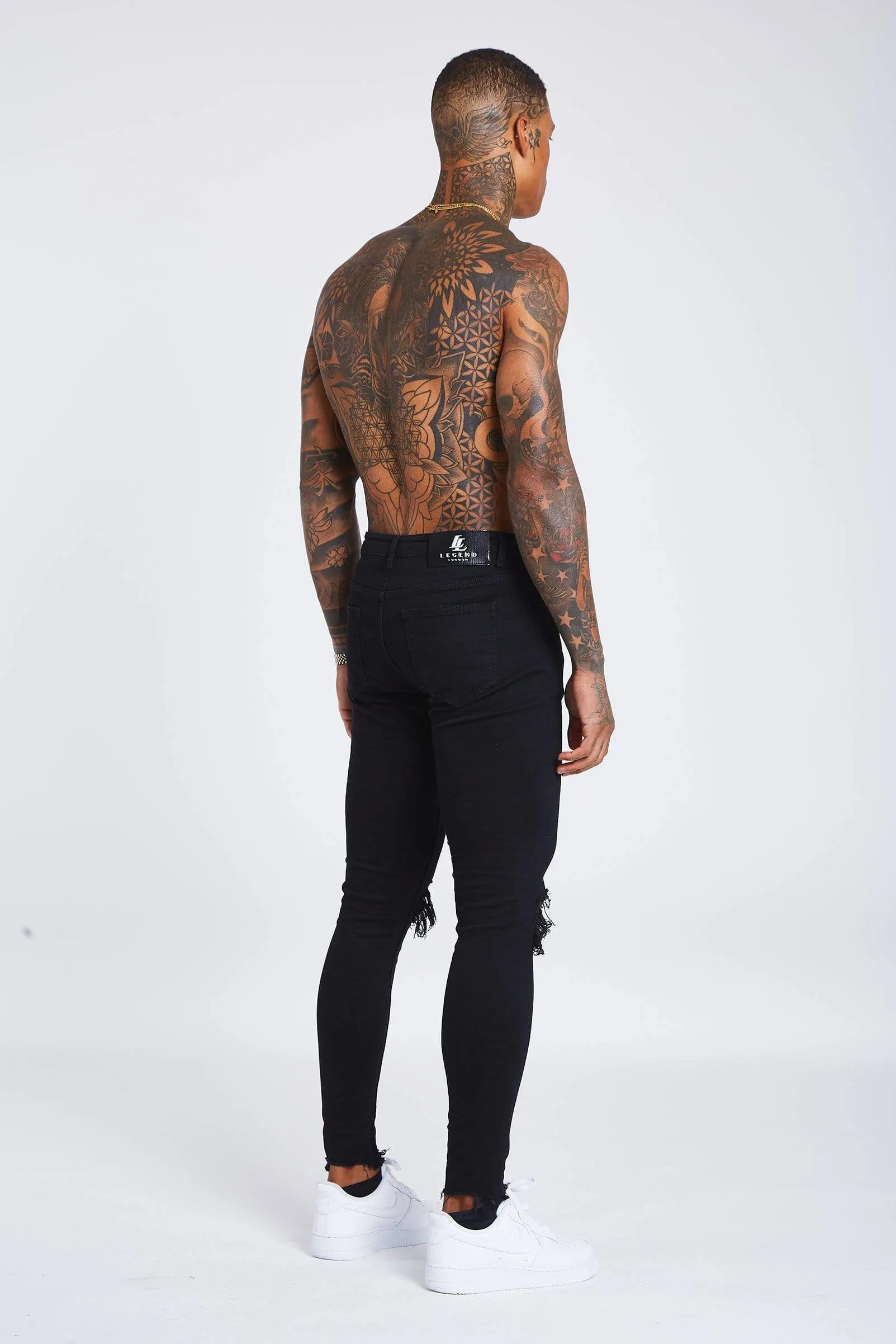 Black Destroyed Knee Jeans