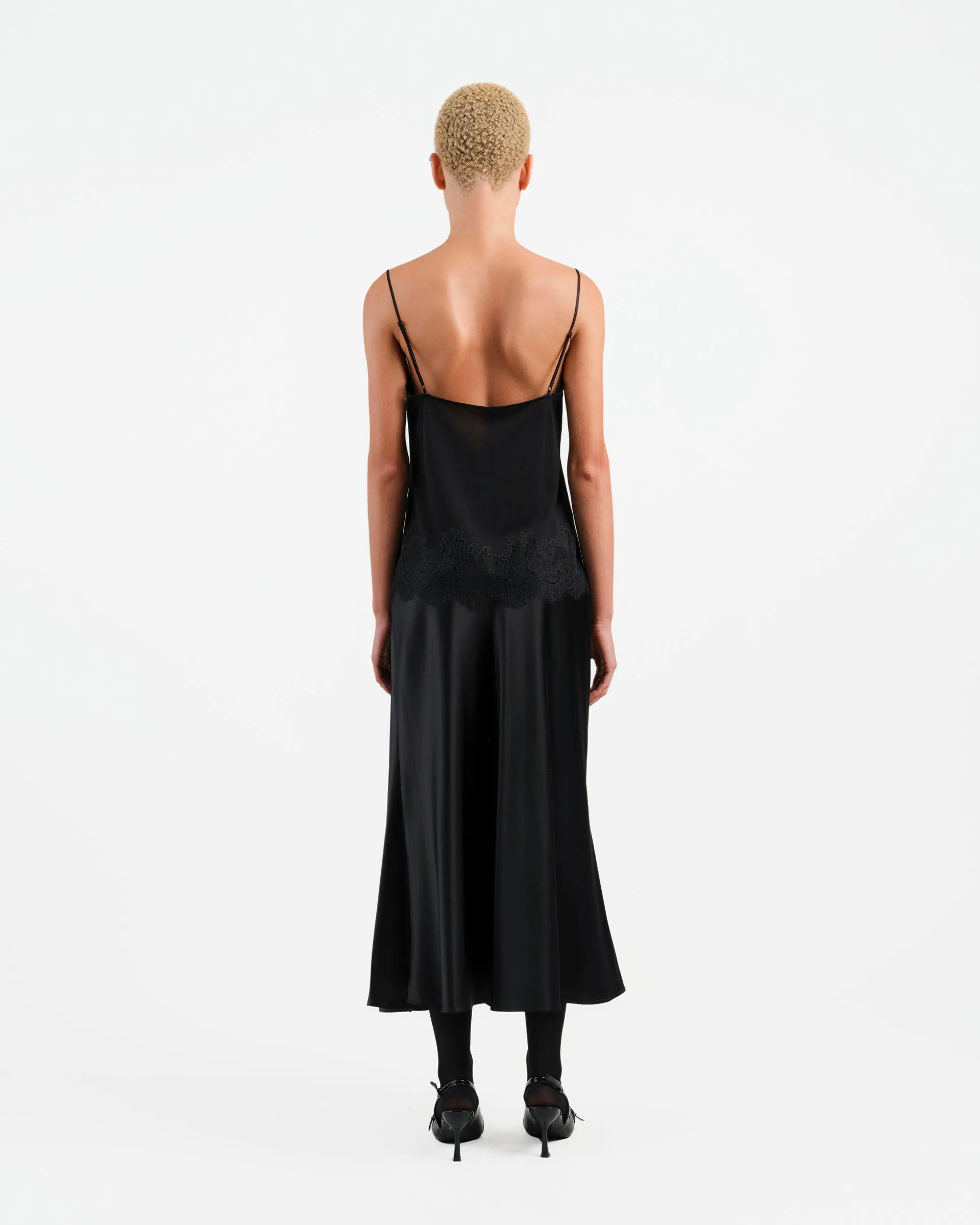 Black Flowing Midi Skirt