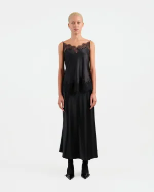 Black Flowing Midi Skirt