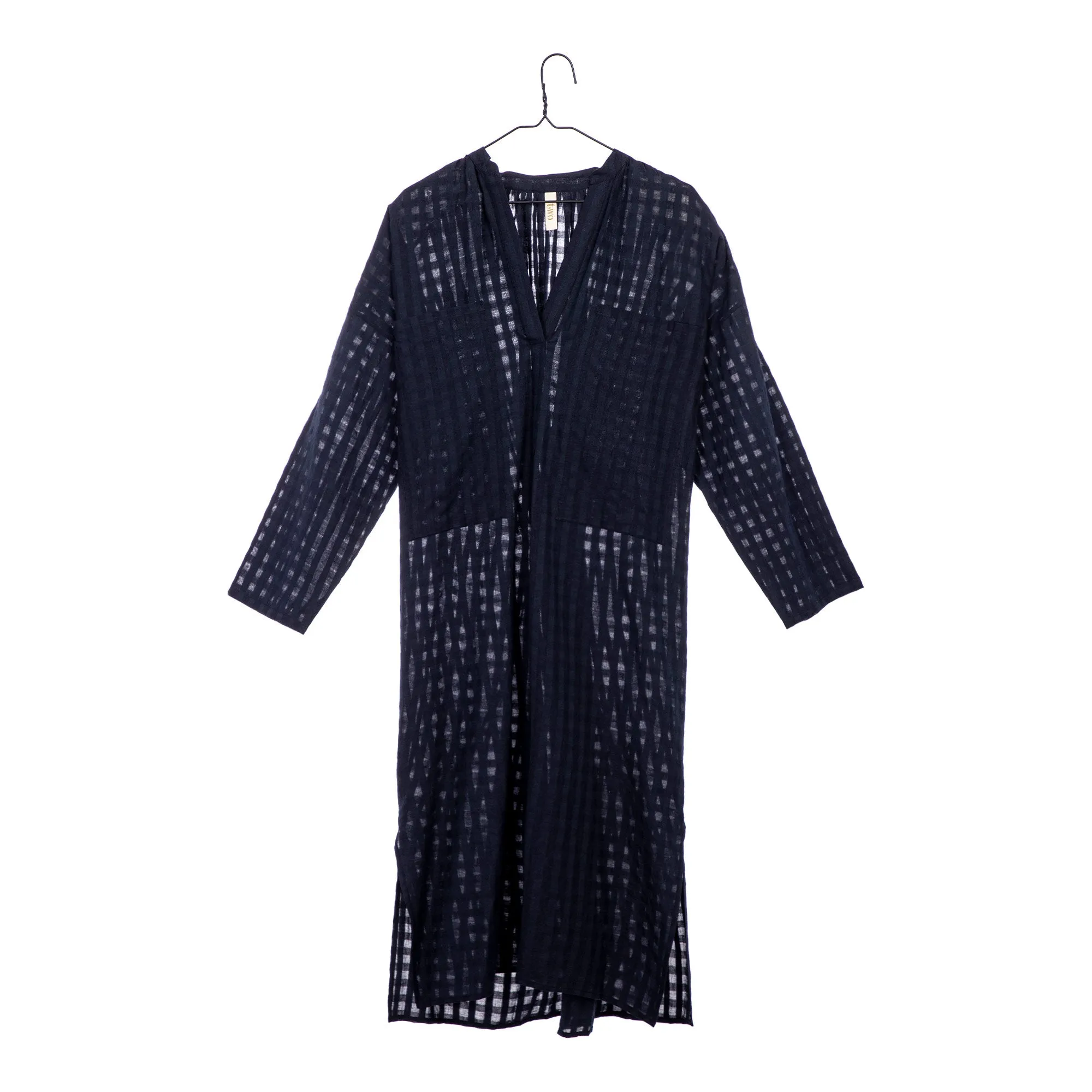 Black Grid Two-Pocket Caftan