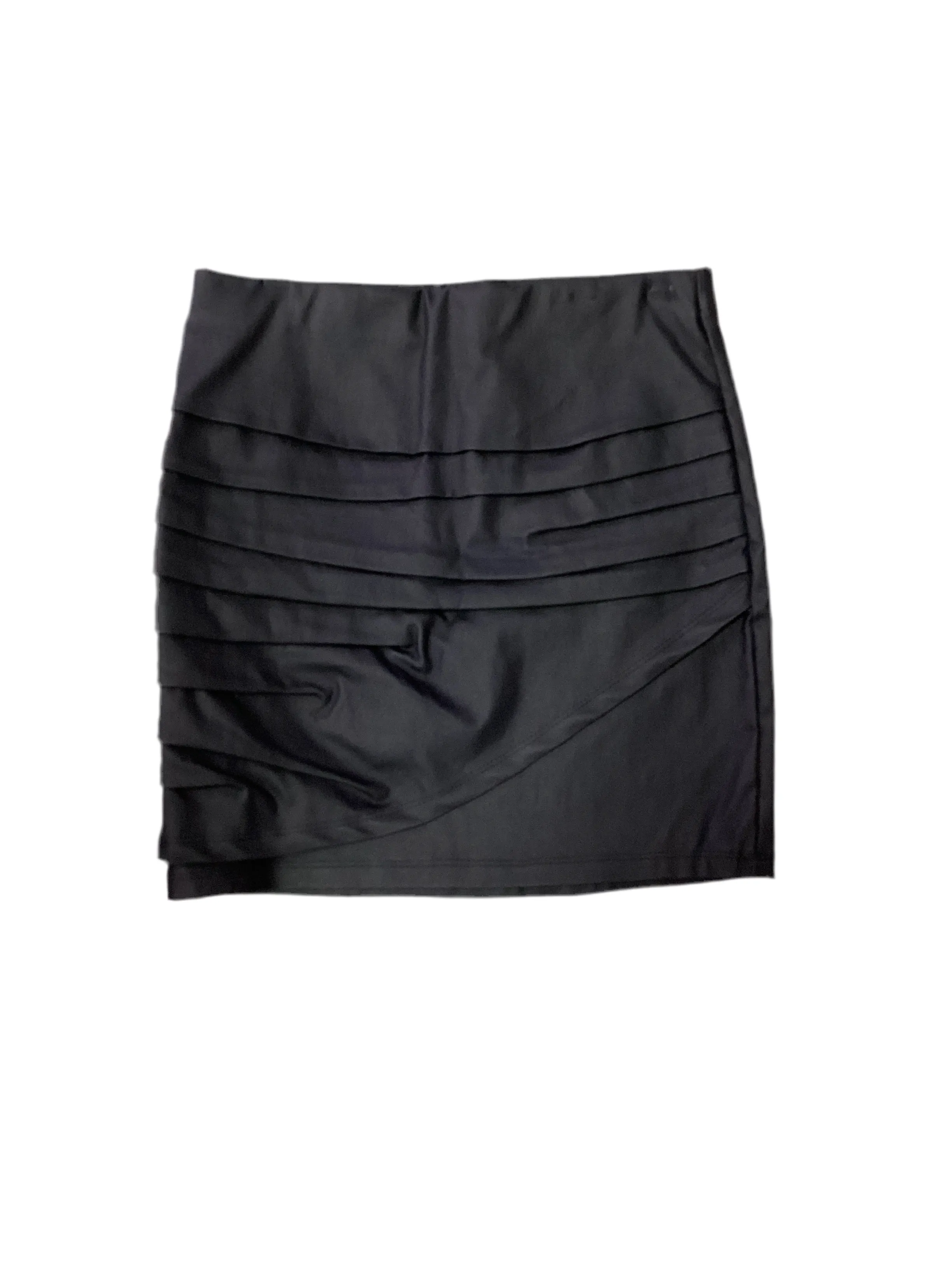 Black Layered Texture Faux Leather Skirt..