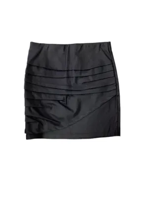 Black Layered Texture Faux Leather Skirt..