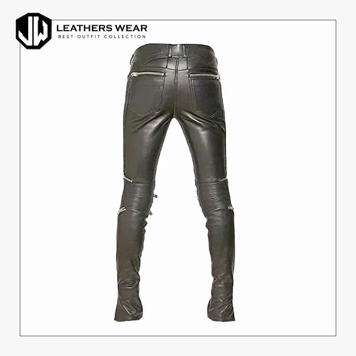 Black Leather Jeans Mens