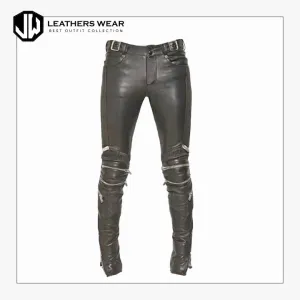Black Leather Jeans Mens