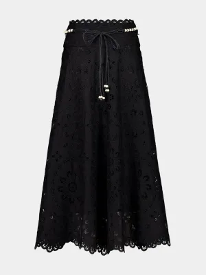 Black Rhiannon Embroidered Midi Skirt