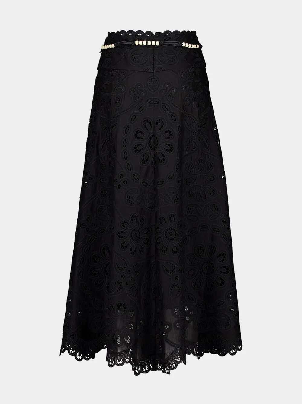 Black Rhiannon Embroidered Midi Skirt