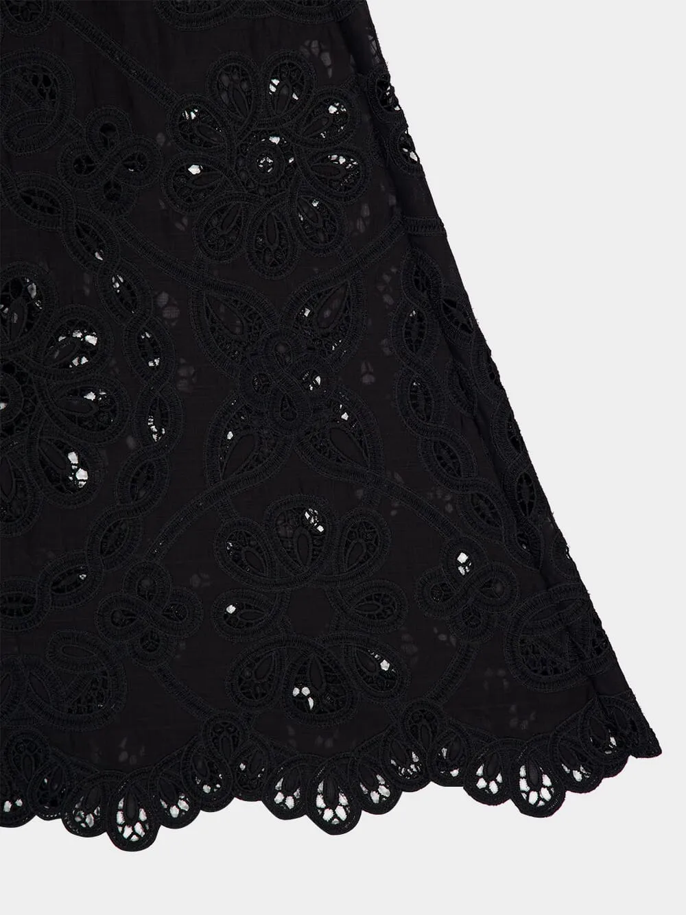 Black Rhiannon Embroidered Midi Skirt