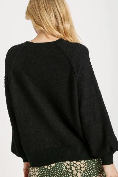 Black Round Neck Long Sleeve Sweater