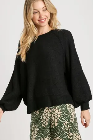 Black Round Neck Long Sleeve Sweater