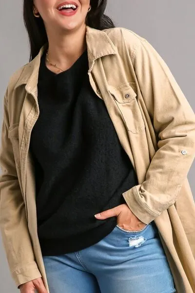 Black Round Neck Long Sleeve Sweater
