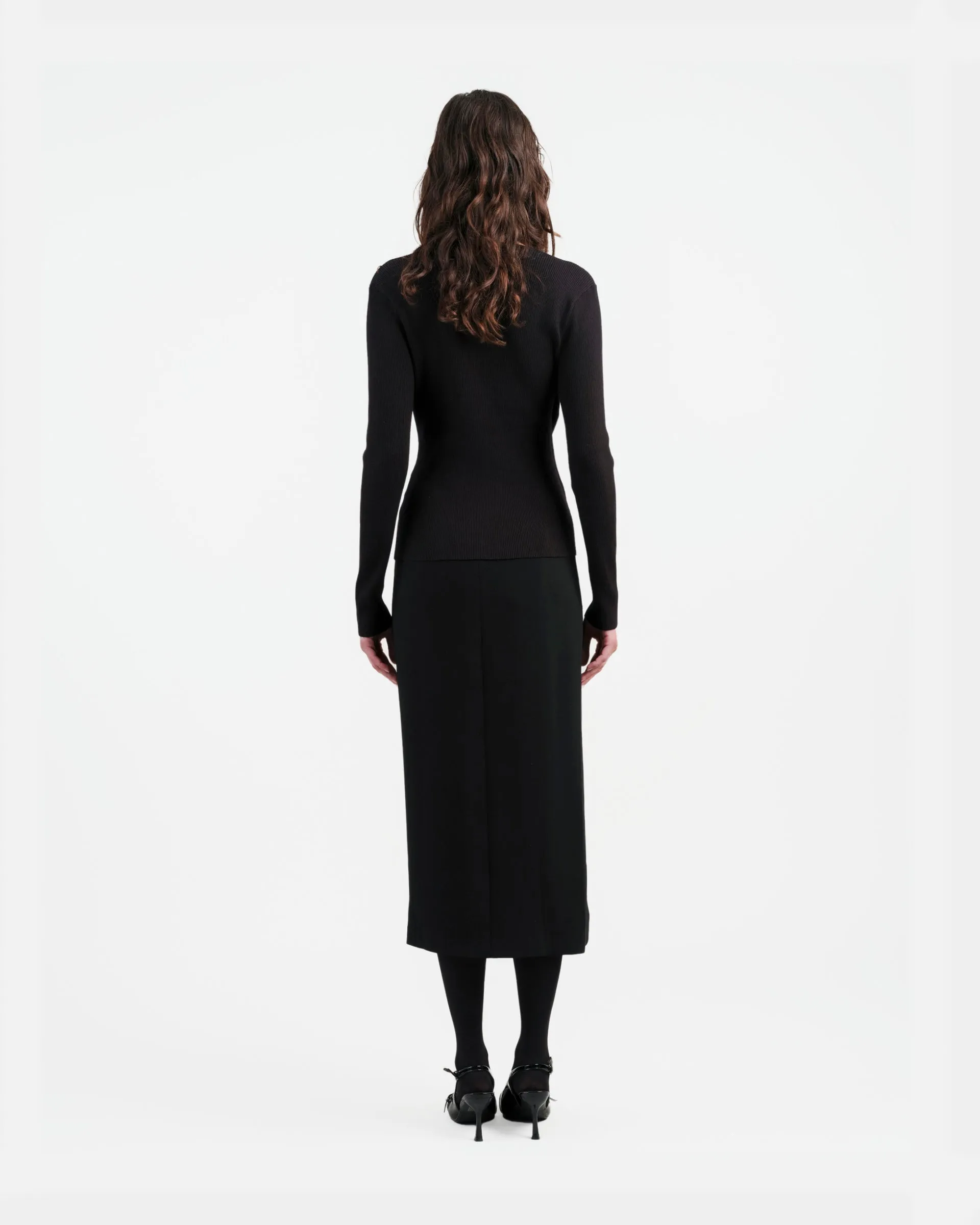 Black Tailored Pencil Skirt