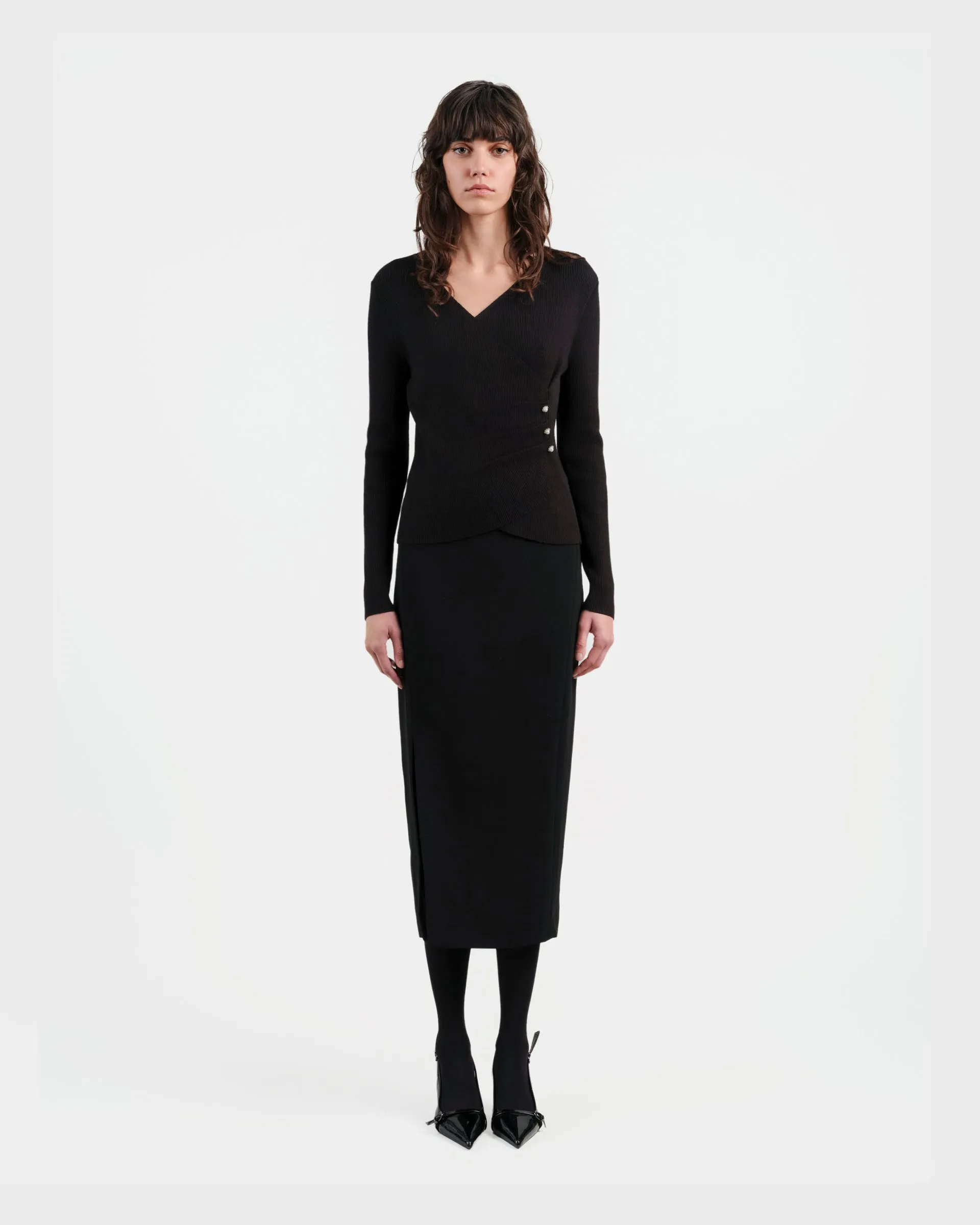Black Tailored Pencil Skirt