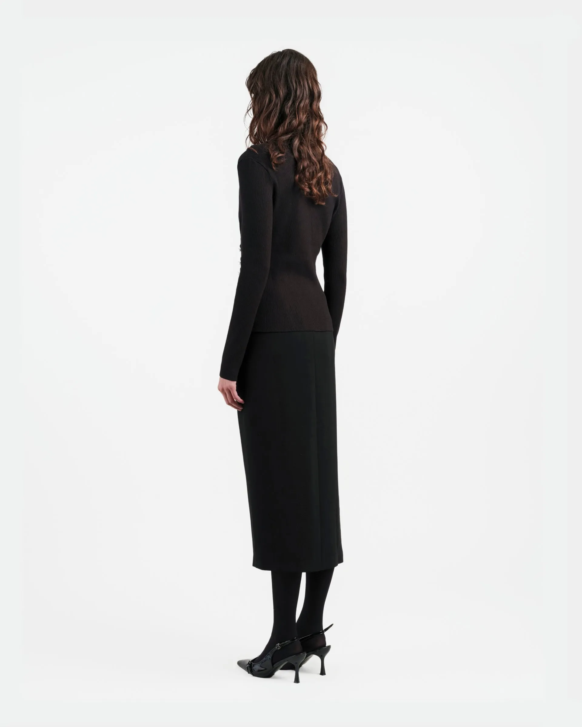 Black Tailored Pencil Skirt
