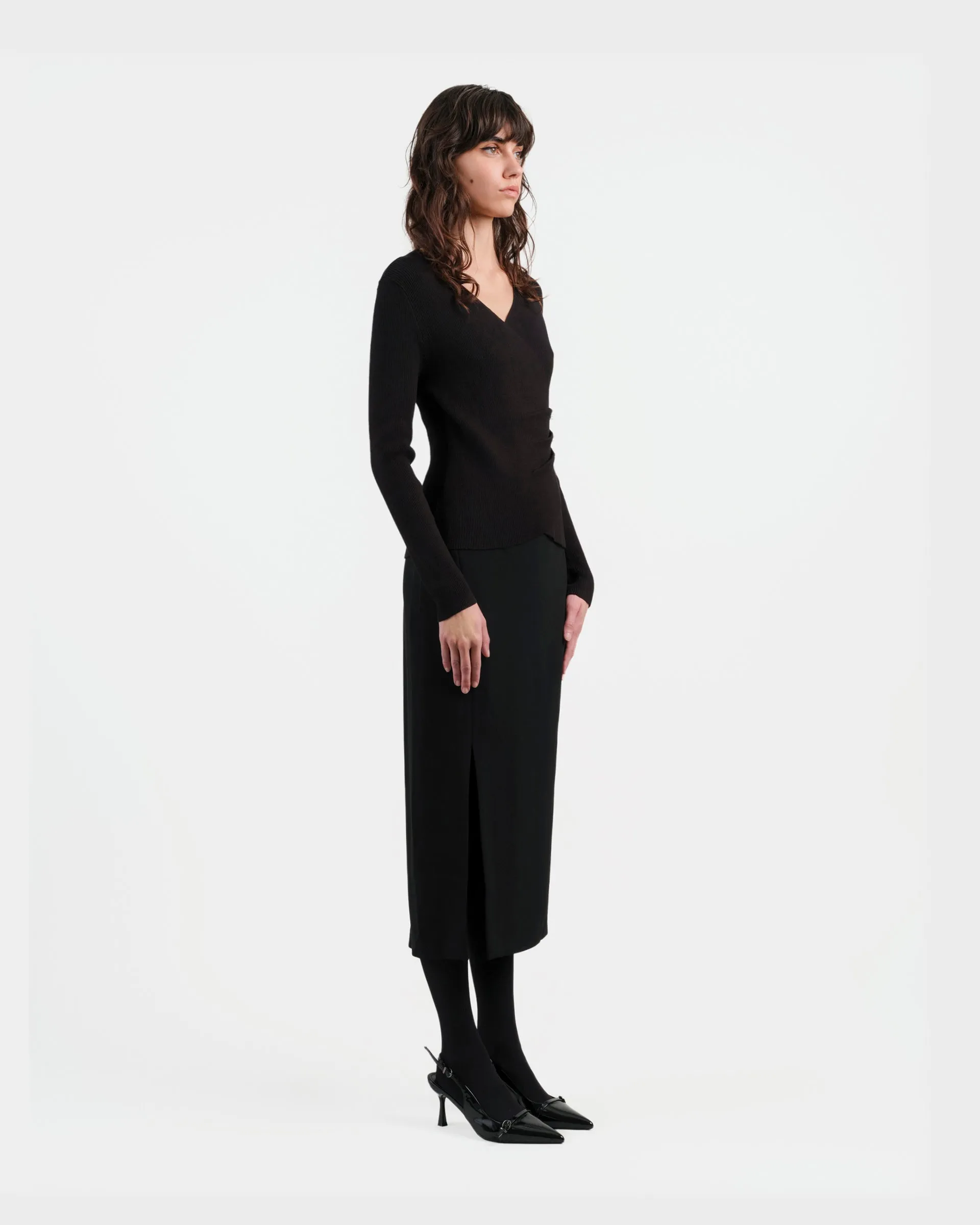 Black Tailored Pencil Skirt