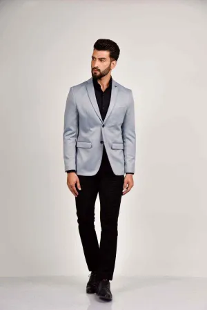 Blue Knitted Blazer For Outings
