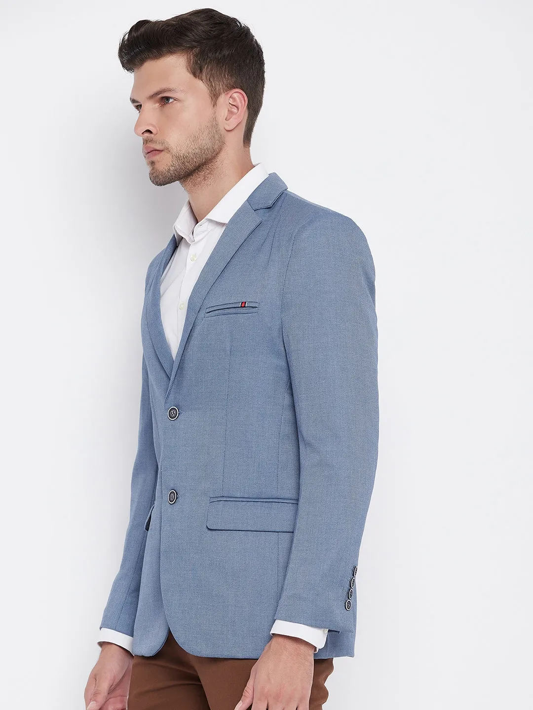 Blue Notched Lapel Blazer