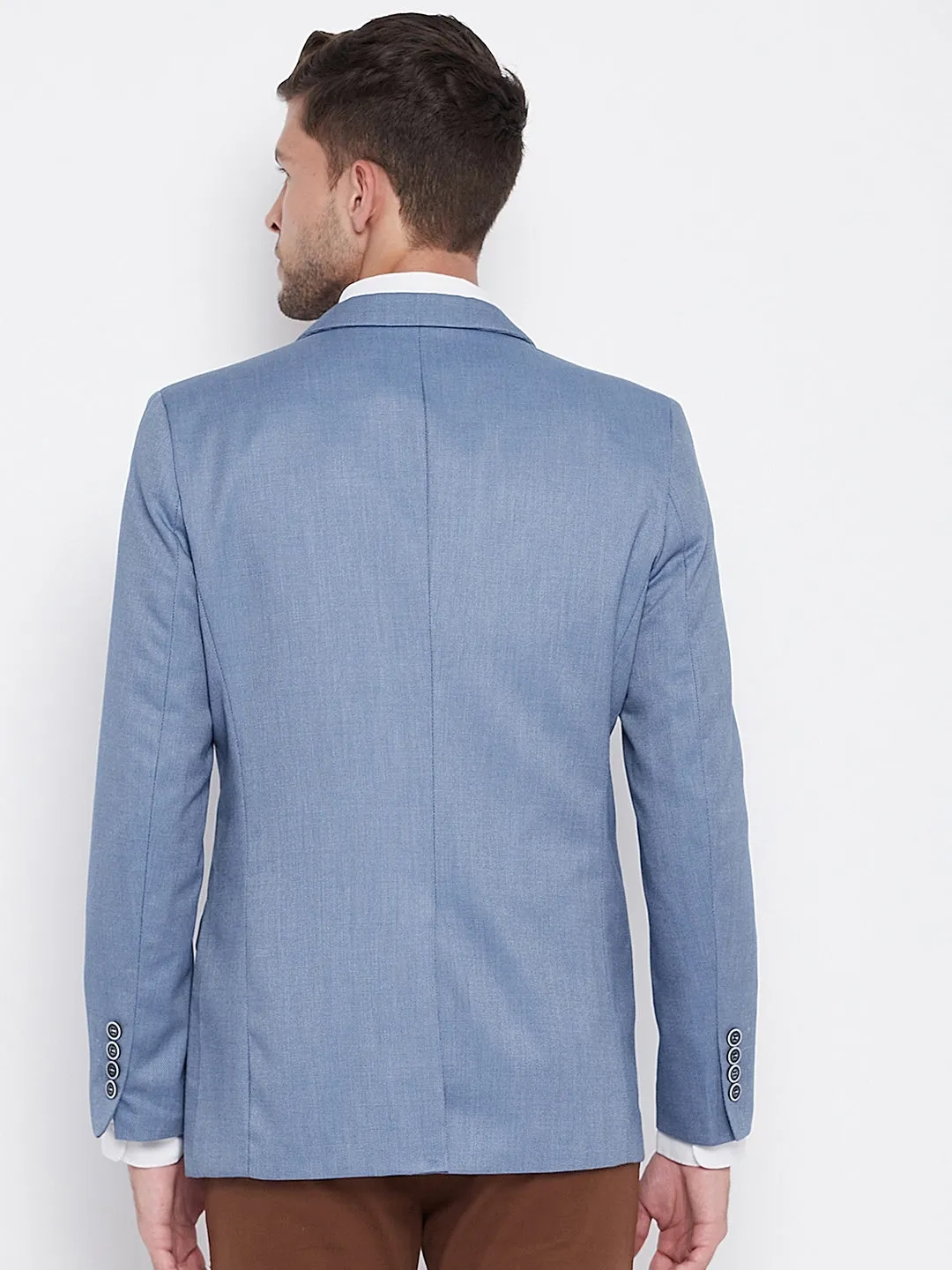 Blue Notched Lapel Blazer